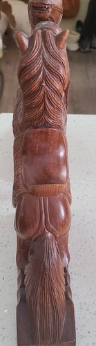 HORSE SHAPED Wood Carved BOOKENDS NICE DECORATIVE PIECES Antique - Picture 10 of 12