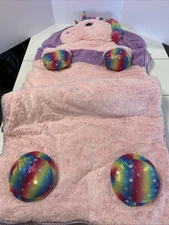 Hugfun Kids Animal Slumber Sleeping Bag. Pink Unicorn Plush Stars