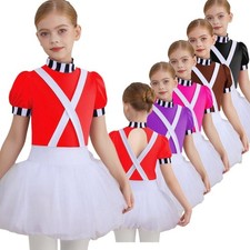 Girls Skirt Stage Costume Cosplay Dress Carnival Mock Neck Theme Short Sleeves