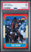 1986 FLEER #68 KARL MALONE ROOKIE RC PSA 7
