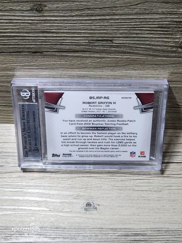 2012 Superfractors 1/1 Sterling Relic Jumbo Patch Robert Griffin III BGS 9 RGIII - Picture 3 of 5