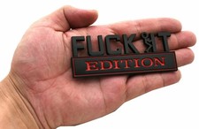 1PCS Fuck-IT Edition Emblem Decal Badge w F-it Guy 3D Letter Sticker Black Red