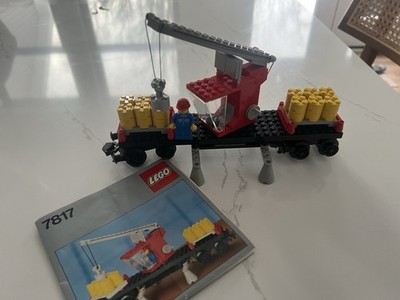 Lego Vintage 4.5V Train Set Number 7817, Crane Wagon, Produced in 1985