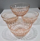 4 Vtg 5.5" x 2.5" Windsor-Diamond Pink Depression-Glass Bowls Soup Salad Cereal