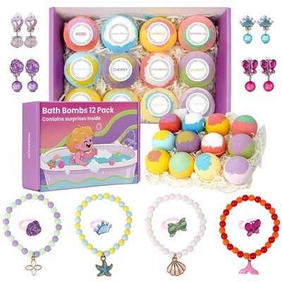 12er Pack Badebomben für Kinder Mädchen mit Überraschung 5 g (12er Pack), bunt 