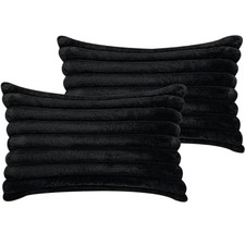 20" x 12" Throw Pillow Covers Pack of 2, Soft 20" x 12" Pack of 2 Black