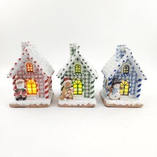 Illuminated Checked Gingerbread Houses Set of 3 by Valerie Christmas Holiday