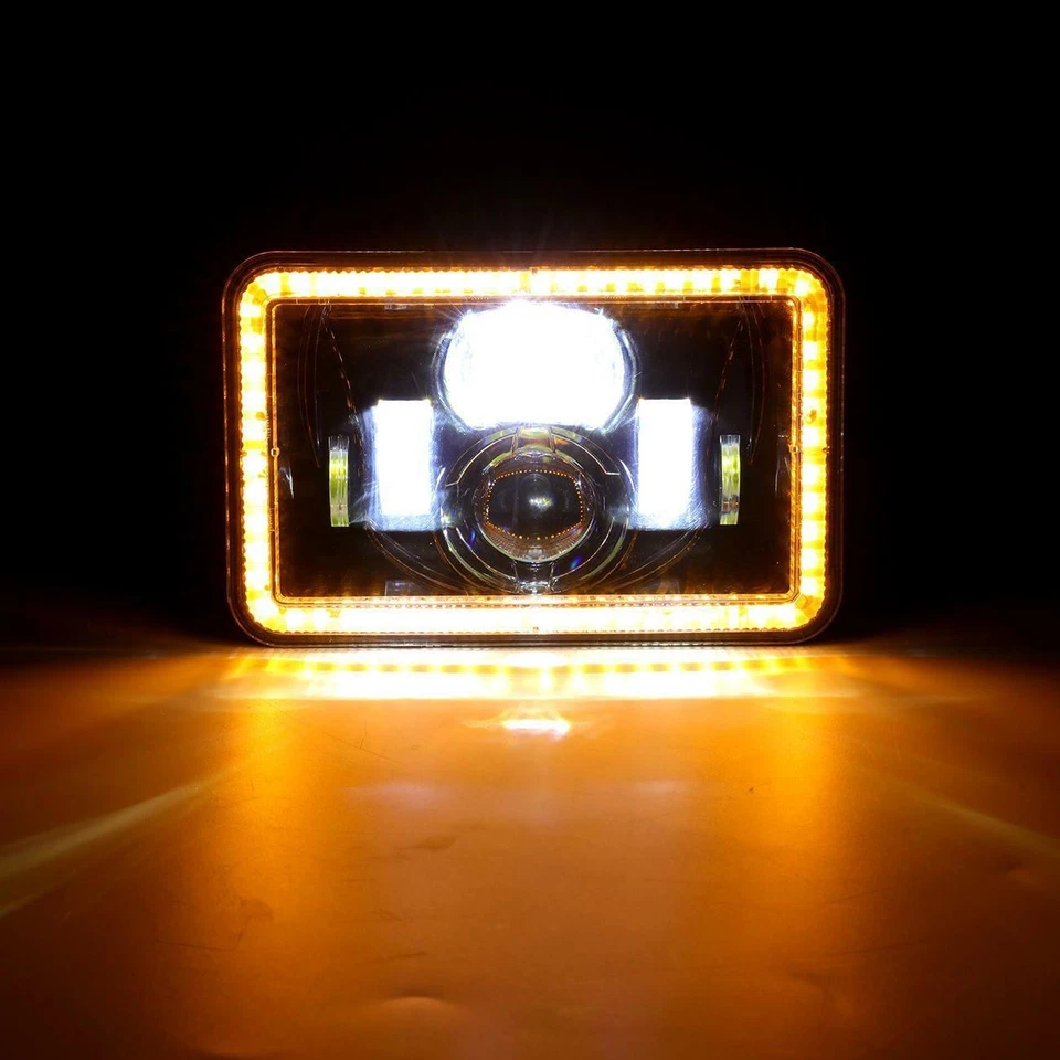 Faros LED 4x6 Hi Lo Beam negros 4 piezas para camioneta Chevy Dodge Ford Freightliner Foto 3 de 4
