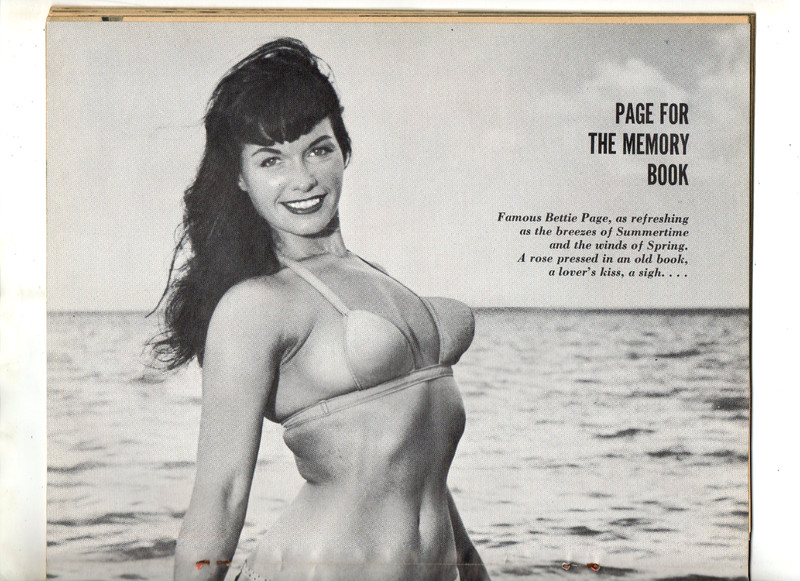 GLAMOR PARADE FEBRUARY 1959.  BETTIE PAGE CENTER SPREAD, DIANE WEBBER 2 PAGES