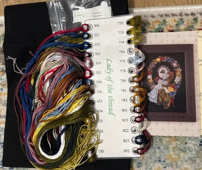 Lavendel und Spitze Dame des Fadens selbst gerafft gezählt Kreuzstich Kit
