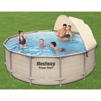 Power Steel Swimming Pool Set Dach 396X107Cm Schwimmbad Schwimmbecken Bestway