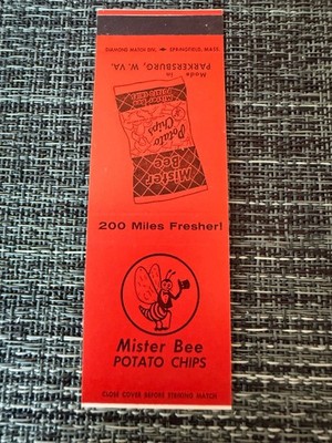Vintage Mister Bee Potato Chips Matchbook Parkersburg WV Diamond Match Ad