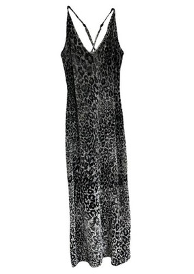 Amelia Velvet Cheetah Maxi Dress Size M Strappy Whimsigoth Mob Wife Formal 90s