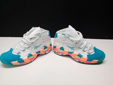 Reebok Allen Iverson  Question Mid Shoes Size 8 Men whit/teal/ fluorange/pink