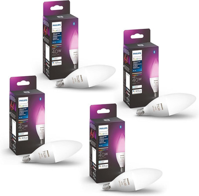 Smart 40W B39 LED Candle Bulb - Color-Changing, Works with Alexa & Google