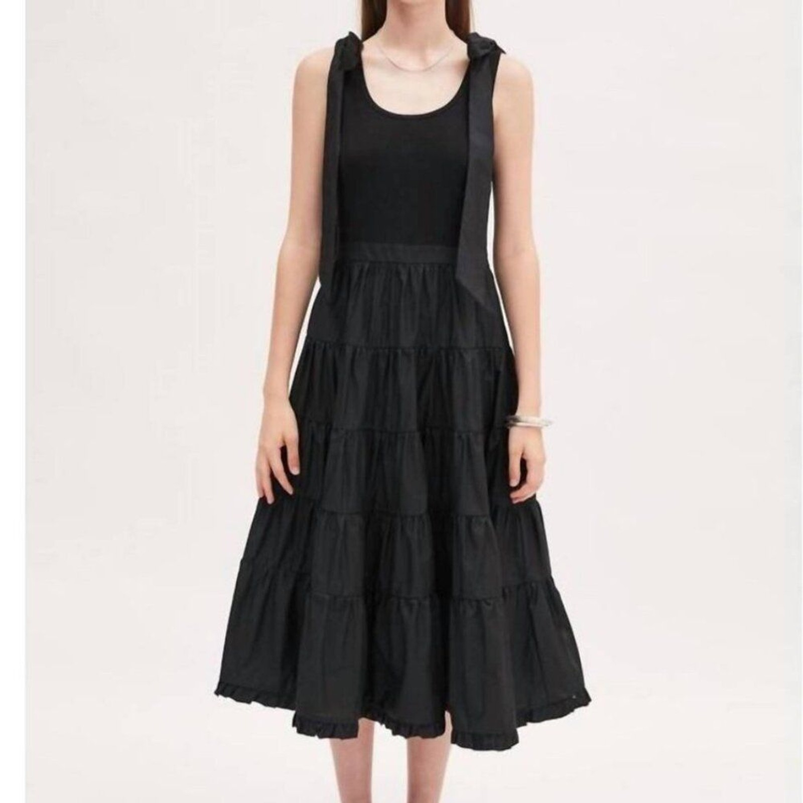 Meimeij Black Sleeveless Fit N Flare Dress Full Skirt Scoop Neck Size 40 Large