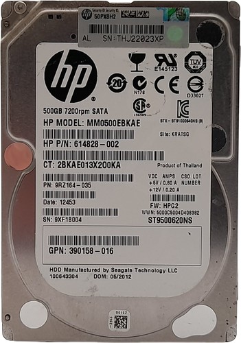 HP MM0500EBKAE 614828-002 500GB 2,5" Sata Dicke Festplatte 100% Zustand