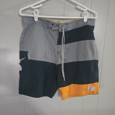 O'Neill Board Shorts Mens 32 Blue Grey Orange Colorblock Striped Cargo Pocket