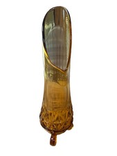 Vintage Amber LE Smith  16.75? 3 Wheeler Swung Vase