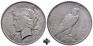 USA $1 one Peace dollar 1923 Denver SILVER Silbermünze United States of America