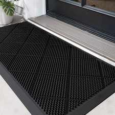 DEXI Door Mat, Non-Slip Heavy Duty Dirt Scraper Outdoor Mats with Drainage Holes
