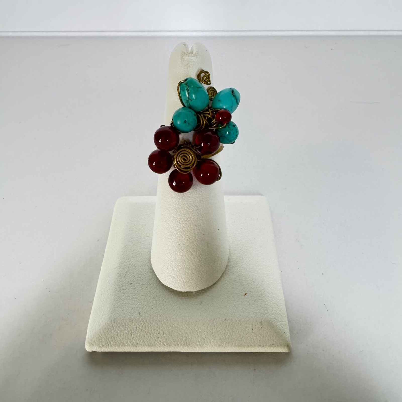 Cluster Style Ring With Wire-Wrapped Details Turq… - image 1