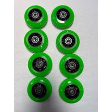 8 Pack Neon Green 76mm Inline Skate Wheels with ABEC-9 608RS Bearings Set of 8