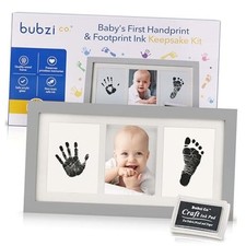 Baby Handprint Kit  Footprint Photo Frame for Newborn Girls and Cool Gray