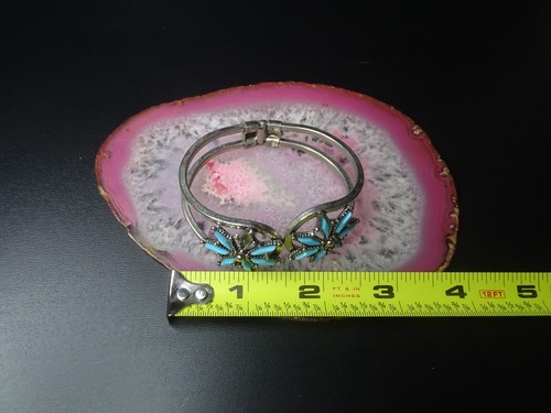 Bellissimo bracciale tono argento turchese sud-ovest (1 pietra mancante) - Foto 7 di 8