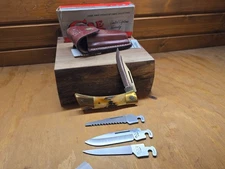 VINTAGE 1993 CASE XX CHANGER BLADE STAG KNIFE SET Minty With SHEATH