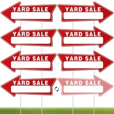 7 PCS 17x6 Inch Double-Sided Yard Sale Arrow Signs with 14 Metal Stakes