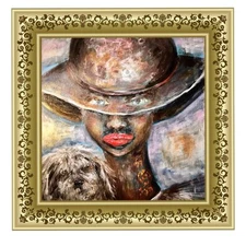 Fantasy Woman with Dog – Original Whimsical Acrylic Painting on Canvas