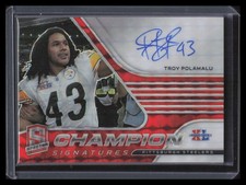 2021 Panini Spectra Champion Signatures Neon Orange 29 Troy Polamalu Auto 4/5
