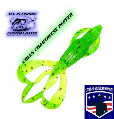 Crazy Flapper 10ct Green Chartreuse Pepper creature Bait choose size .