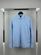 HUGO BOSS Shirt Mens Button Up Blue Cotton Size 41/16(L)