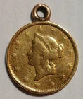 1849 $1 GOLD Liberty Type 1 Coin w/Bezel from Old New England Estate - YOU GRADE