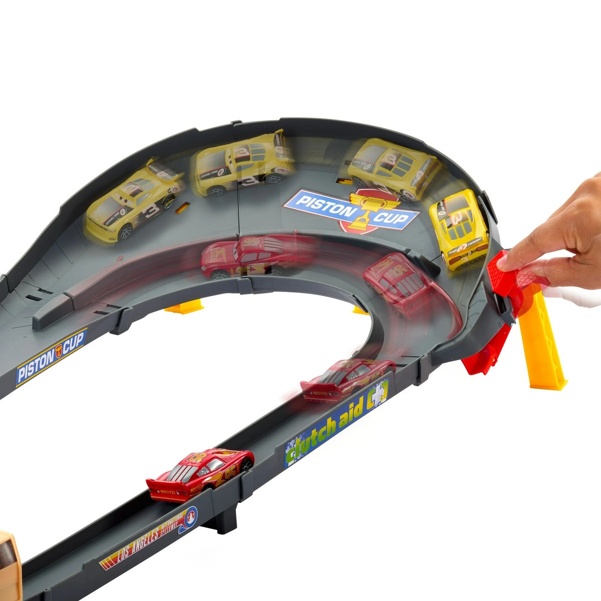 Disney Pixar Cars HXJ33 NASCAR Lane Change Race Playset with 2 Toy