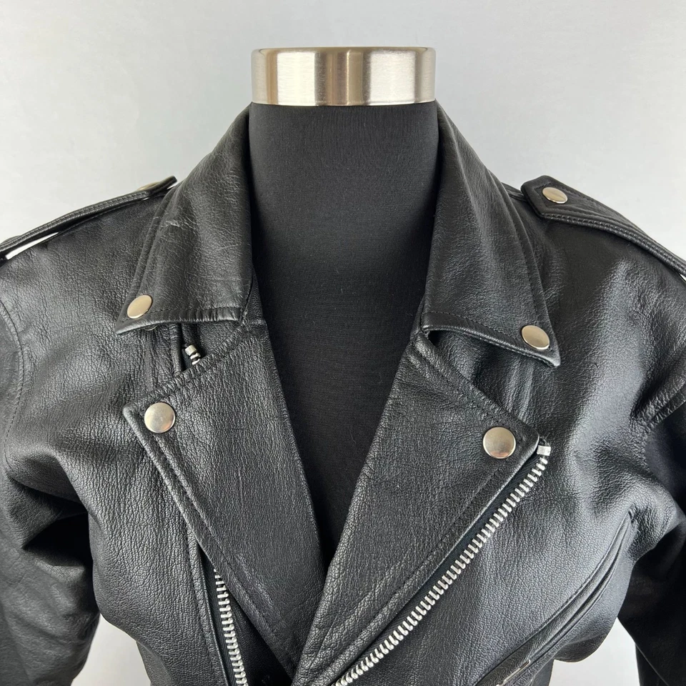 KC Collections Biker Leather Moto Motorcycle Jacket - Image 2 of 4
