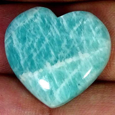 25.30Cts 100% Natural Amazonite Heart Cabochon Gemstone 21X23X6MM