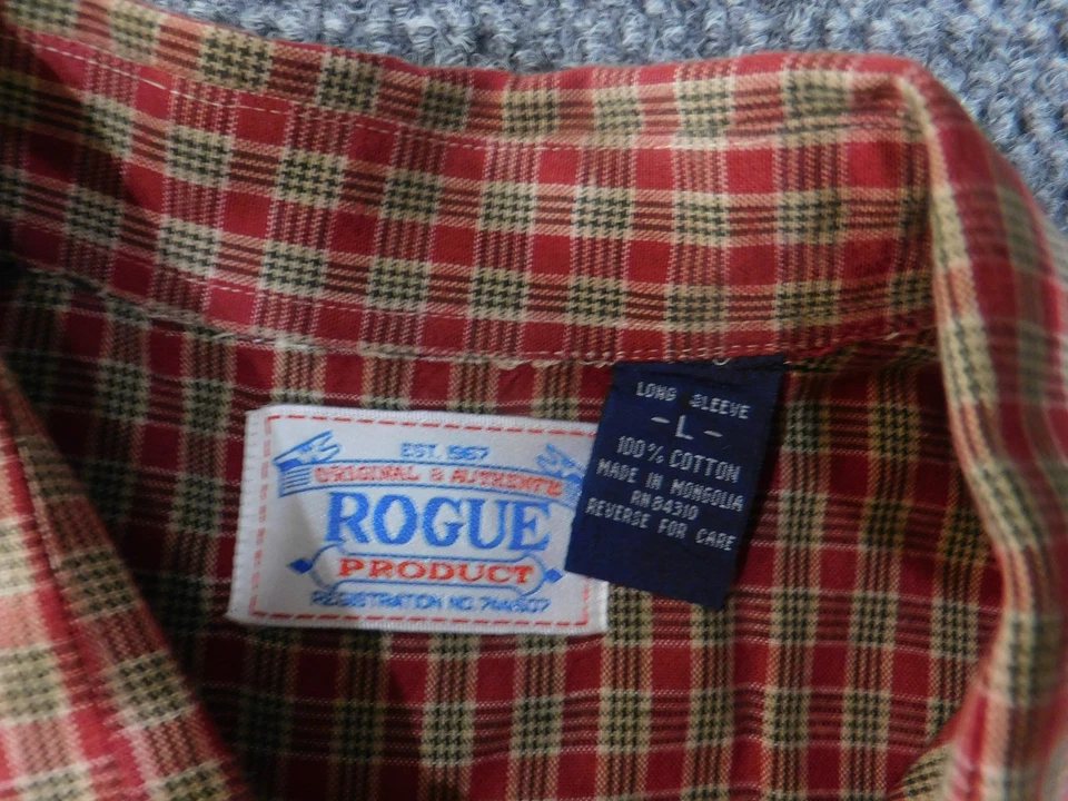 Rogue Product Shirt Mens Large Red Green Plaid Long Sleeve Button Up Casual - Image 4 of 4