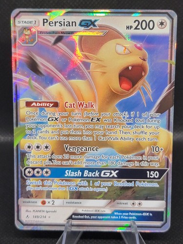 Persian GX 149/214 Holo GX Rare Unbroken Bonds Pokemon Near Mint