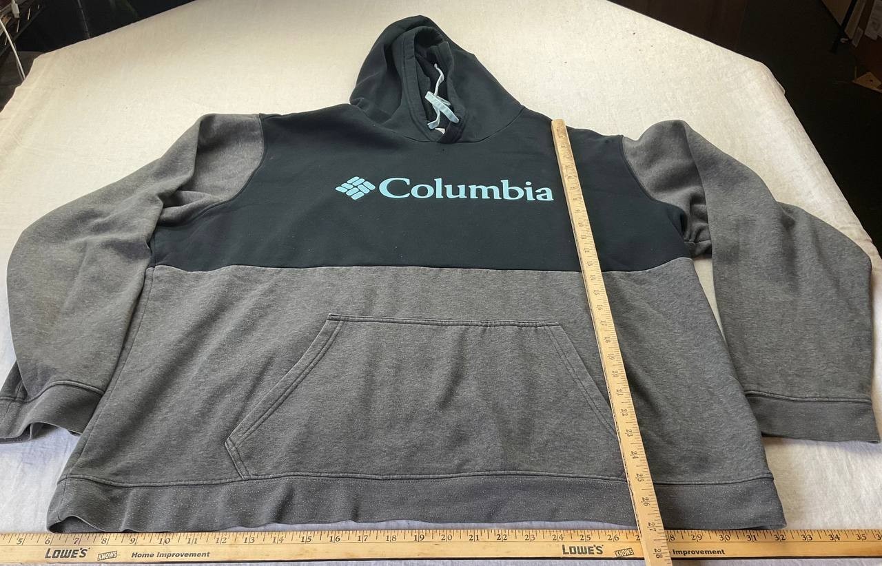 Columbia Hoodie Mens 2XL Trek Colorblock Gray Black Hooded Pullover Sweatshirt