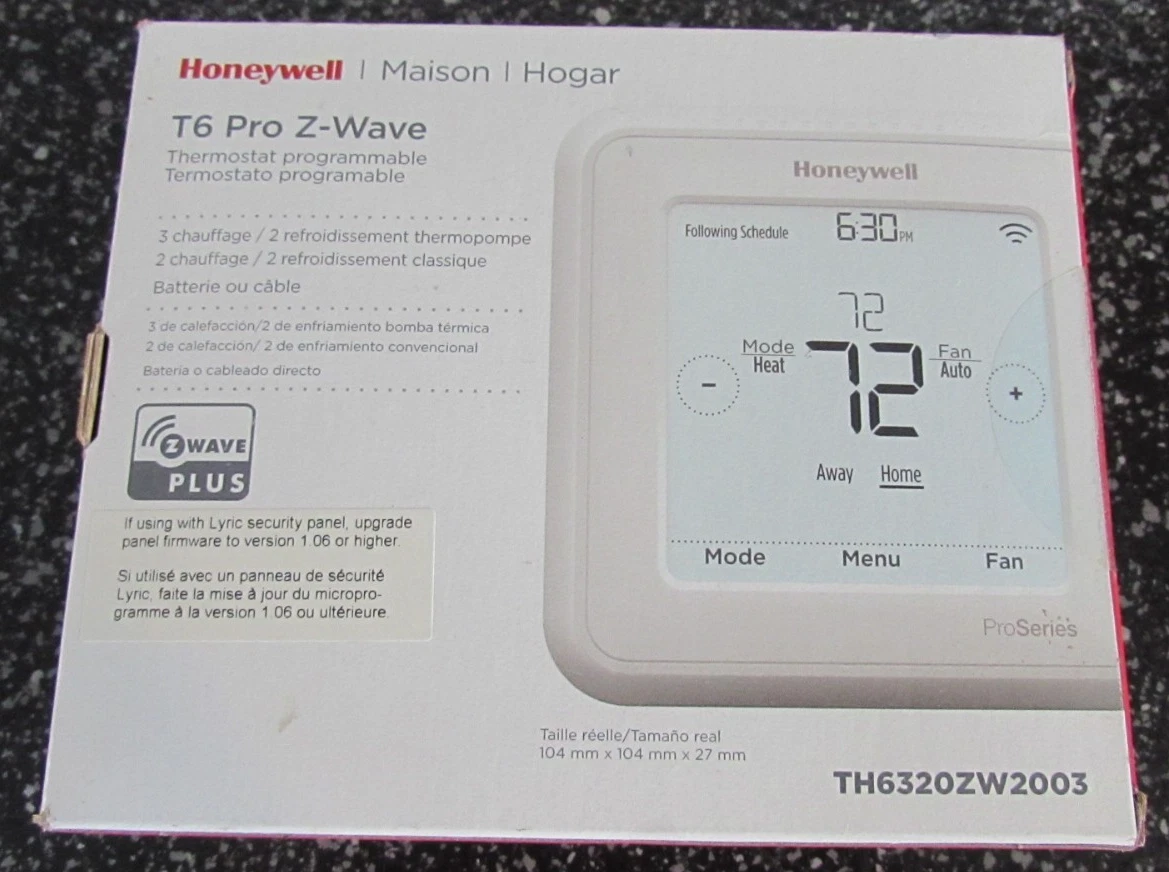 Honeywell TH6320ZW2003 T6 Pro Series Z-Wave Programmable Thermostat NIB