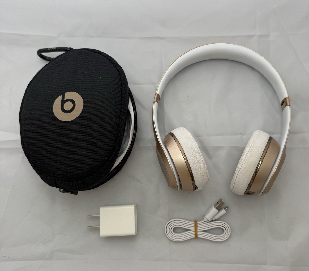 Beats by Dr. Dre Solo3 Wireless Headphones Gold Bluetooth w/ Case
