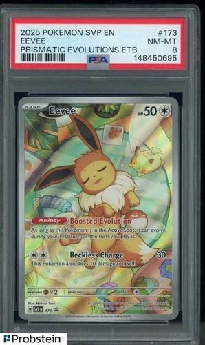 2025 Pokemon SVP En Prismatic Evolutions ETB #173 Eevee PSA 8 NM-MT