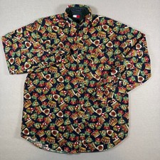 Vintage 90s Tommy Hilfiger Crest, Shield Crown Print Button Down Mens Large AOP