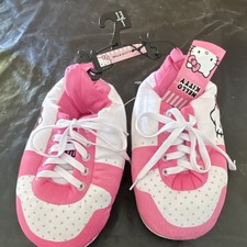 Hello Kitty Women's Slip-On Slippers Pink White Polka Dot Size 13