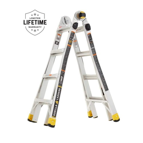 18 ft Reach MPXA Aluminum Multi-Position Ladder with Tool Hangers, 300 lbs Load