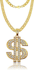 Dollar Kette Gold,Goldkette Fasching Hip Hop Rapper Kostüm 80er 90er Fette Herre