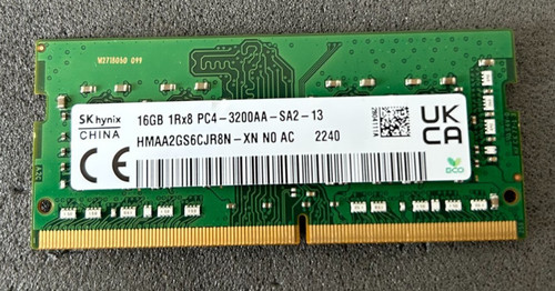 SK hynix 16GB 1Rx8 PC4 3200AA-SA2-13, MODUL HMA2GS6cJR8N-XN NO AC DDR4 RAM